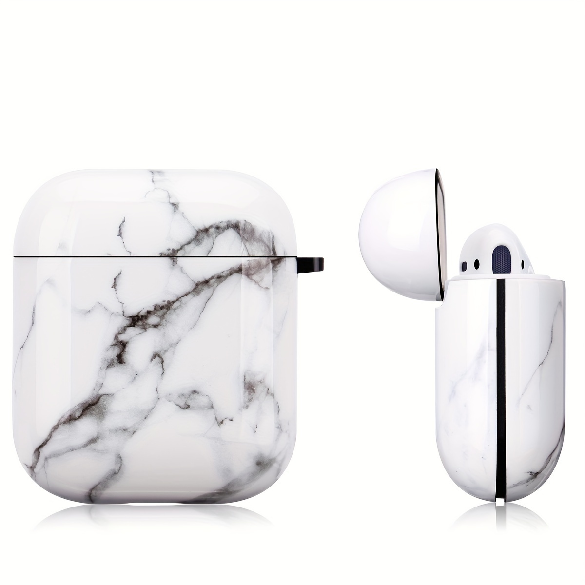 protective headphone case with carabiner clip and marble cracked texture design soft for 1 2 details 2