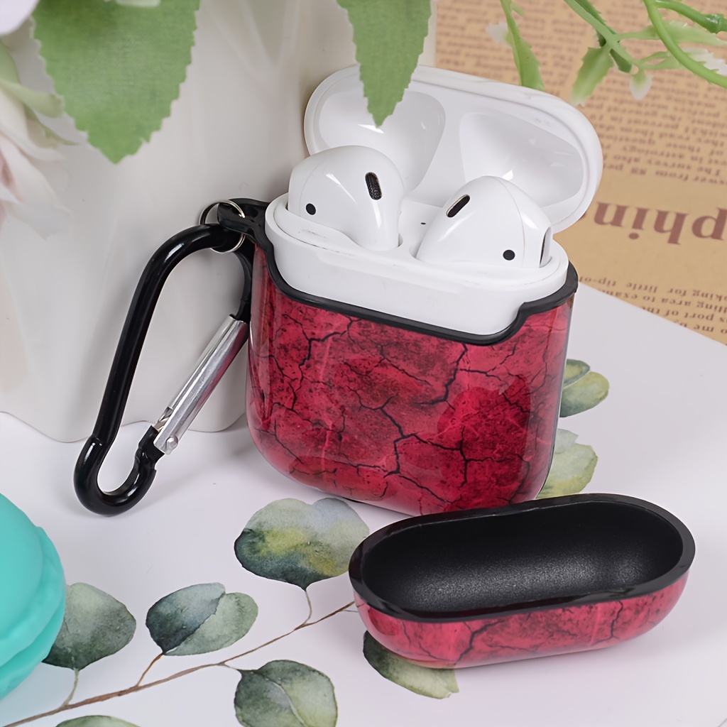 protective headphone case with carabiner clip and marble cracked texture design soft for 1 2 details 3