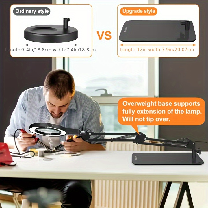 1pc 5x magnifying led desk lamp with clamp modern metal table light 3 color 10 levels usb powered for reading crafting workbench details 3