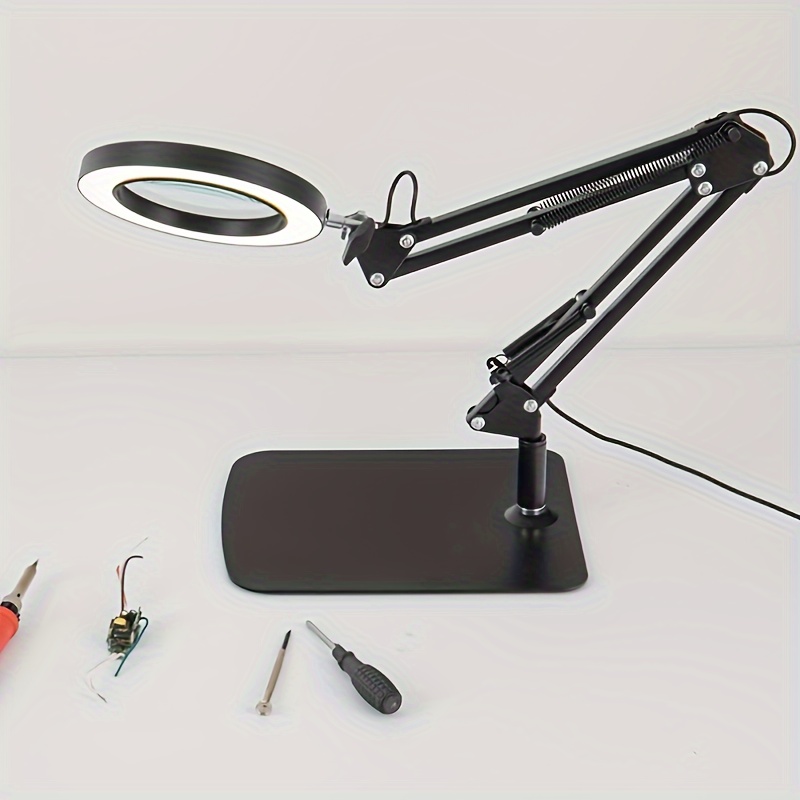 1pc 5x magnifying led desk lamp with clamp modern metal table light 3 color 10 levels usb powered for reading crafting workbench details 11