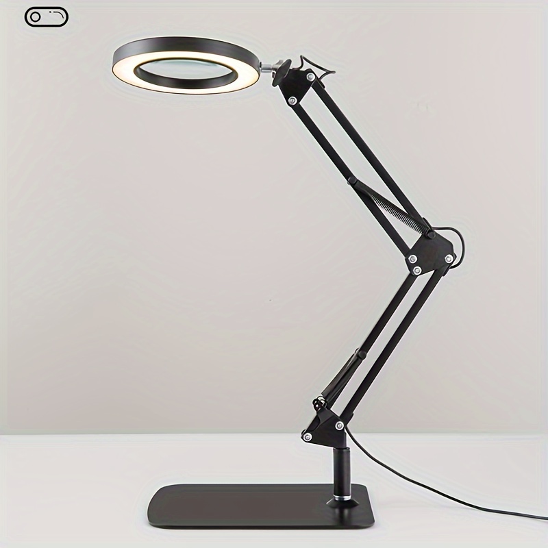 1pc 5x magnifying led desk lamp with clamp modern metal table light 3 color 10 levels usb powered for reading crafting workbench details 12