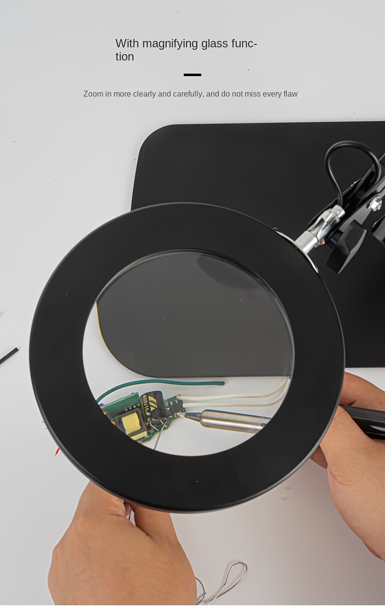 1pc 5x magnifying led desk lamp with clamp modern metal table light 3 color 10 levels usb powered for reading crafting workbench details 16