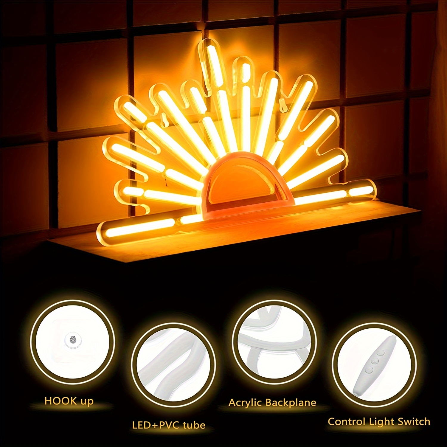 sunrise sunset led neon lamp art neon lamp bedroom prop light details 2