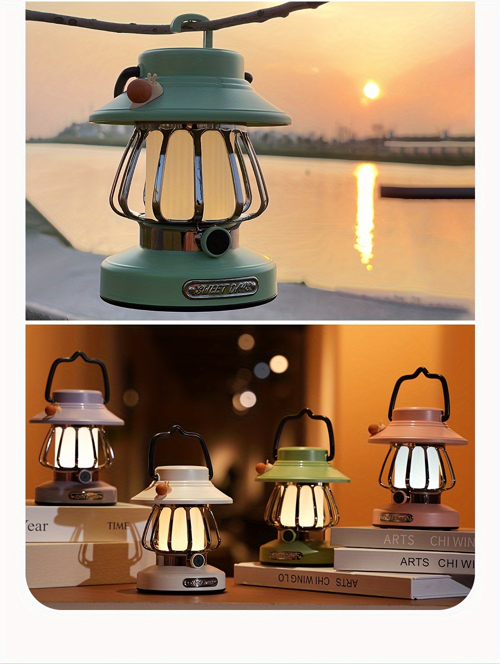 1pc usb charging cartoon snail retro portable hanging camping night lamp outdoor picnic camping light decoration light for camping landscape wedding halloween christmas night hiking lighting details 6