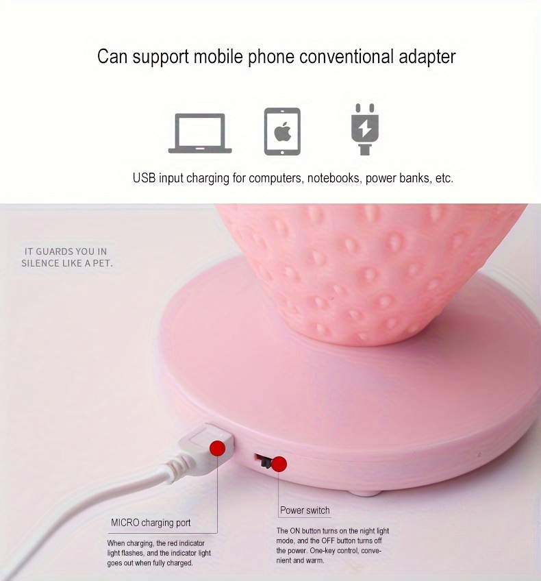 1pc usb rechargeable strawberry lamp bedroom bedside light led fruit night light gift for boys and girls eid al details 1