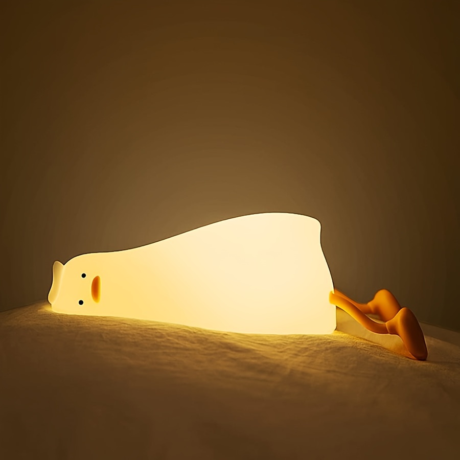 1pc sweet duck night light bedroom night light colored night light silicone portable night light cute gift for boys room decoration bedroom light eid al details 2