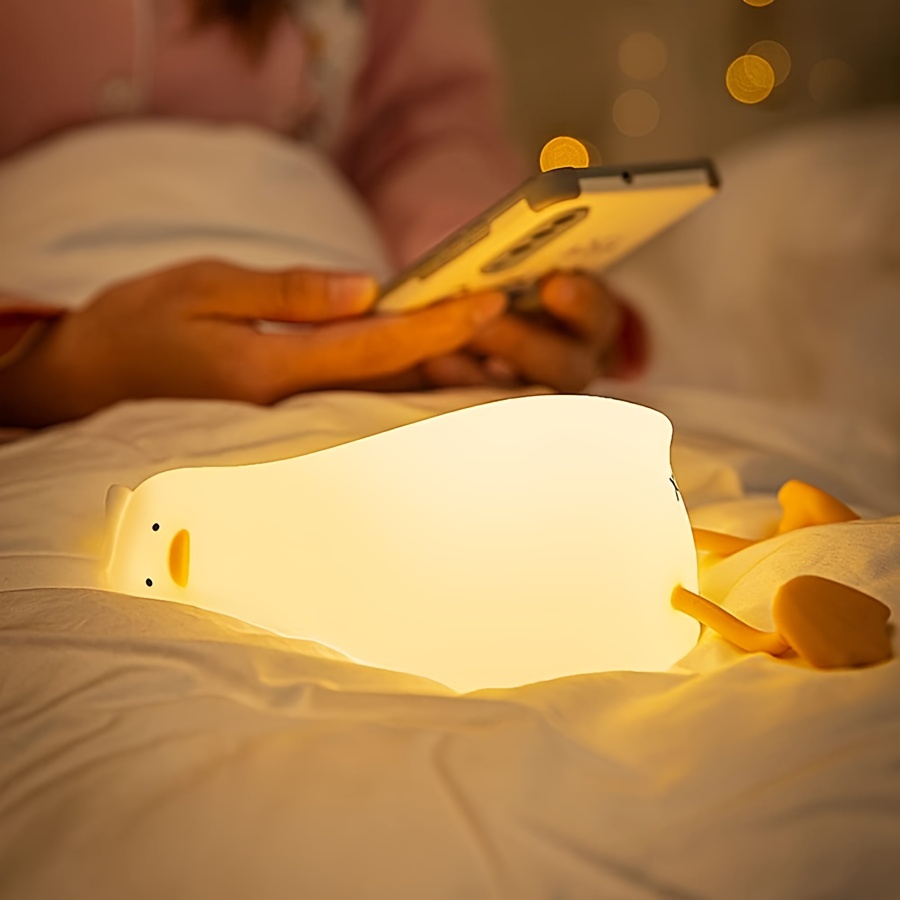 1pc sweet duck night light bedroom night light colored night light silicone portable night light cute gift for boys room decoration bedroom light eid al details 3