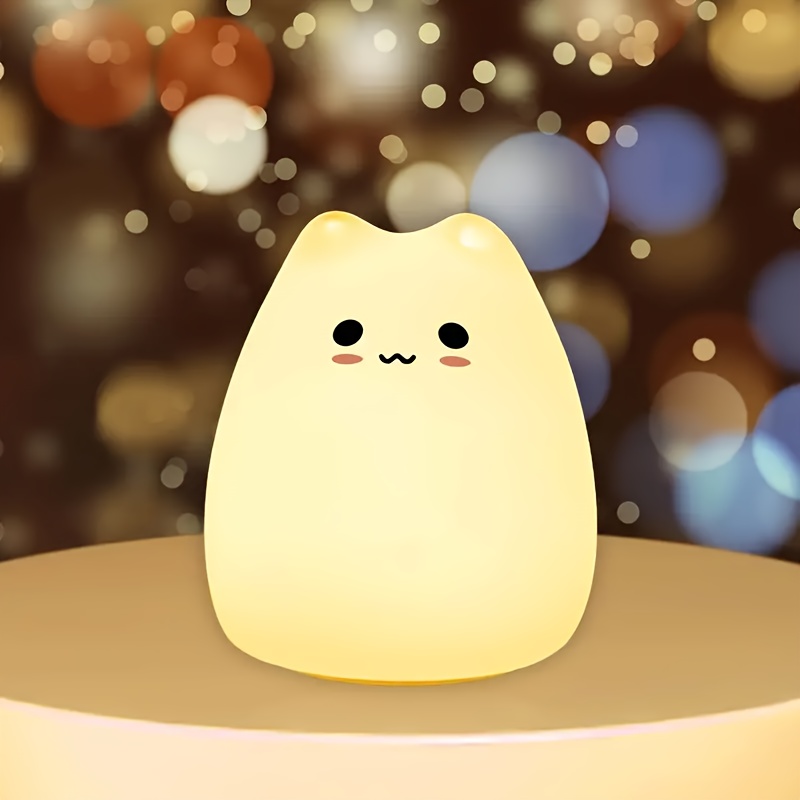 cute led cat night light battery powered warm white breathing mode perfect gift for birthdays and holidays details 5