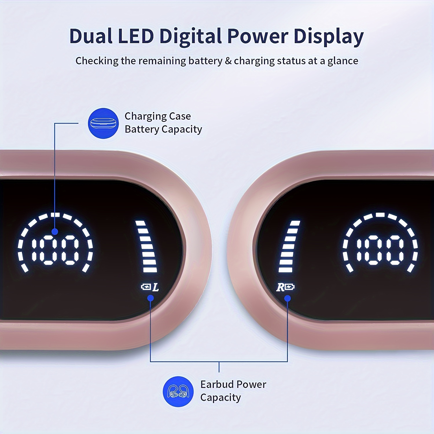 outdoor sports wireless earphones with dual battery display with ear hook and built in microphone clear calls suitable for sports and fitness details 3