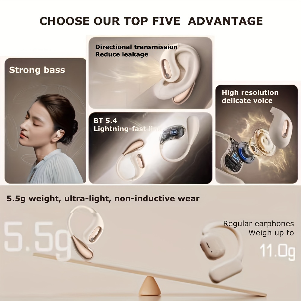 open ear headphones wireless 5 4 ows earphone noise cancelling running sport wireless headphones with hd mic hifi stereo wireless headset details 8