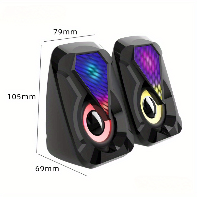 computer speakers 3wx2 in small body stereo 2 0 usb powered 3 5mm aux multimedia speakers built in bottom bass pc laptop desktop speakers black details 1