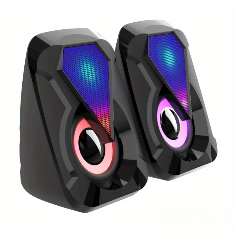 computer speakers 3wx2 in small body stereo 2 0 usb powered 3 5mm aux multimedia speakers built in bottom bass pc laptop desktop speakers black details 2