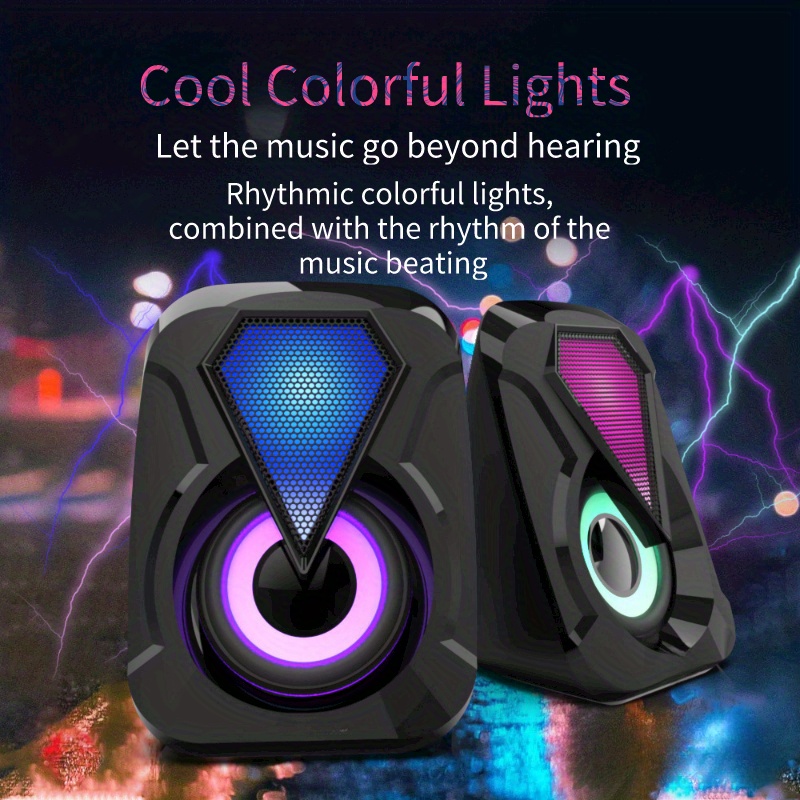computer speakers 3wx2 in small body stereo 2 0 usb powered 3 5mm aux multimedia speakers built in bottom bass pc laptop desktop speakers black details 3