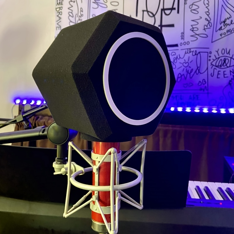 Premium Microphone Isolation Shield with Dual-Layer Filter - XLR Connector, Carbon Fiber, Reduces Reflection & Noise for Perfect Recording Studio Sound details 1