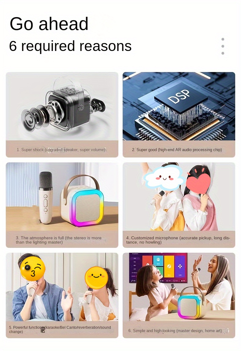 Wireless Microphone, KTV Sound System, Mini Handheld Microphone, Singing And Song Ordering All-in-one Machine, Home KTV Wireless Speaker Set details 5