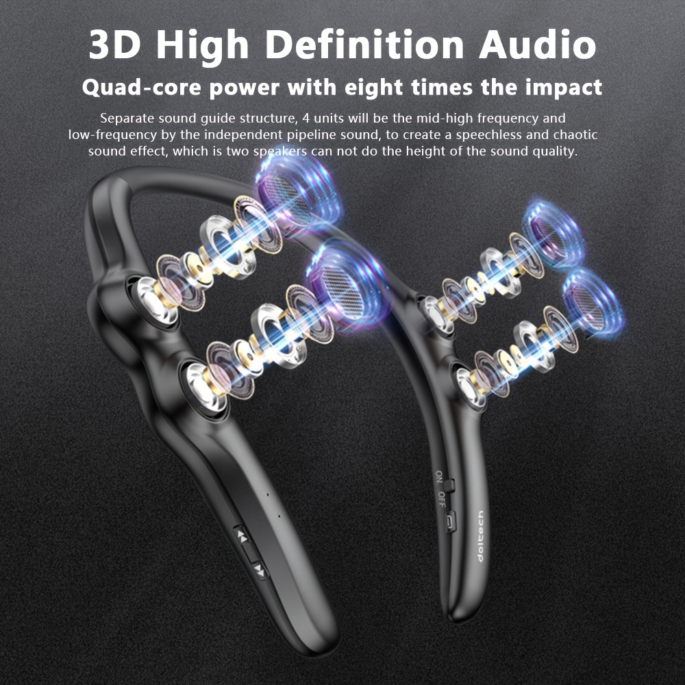 Neck Mount 4 Speakers, Portable Wireless Neck Speaker, Outdoor, Sports Cycling Mini Subwoofer Sound details 1