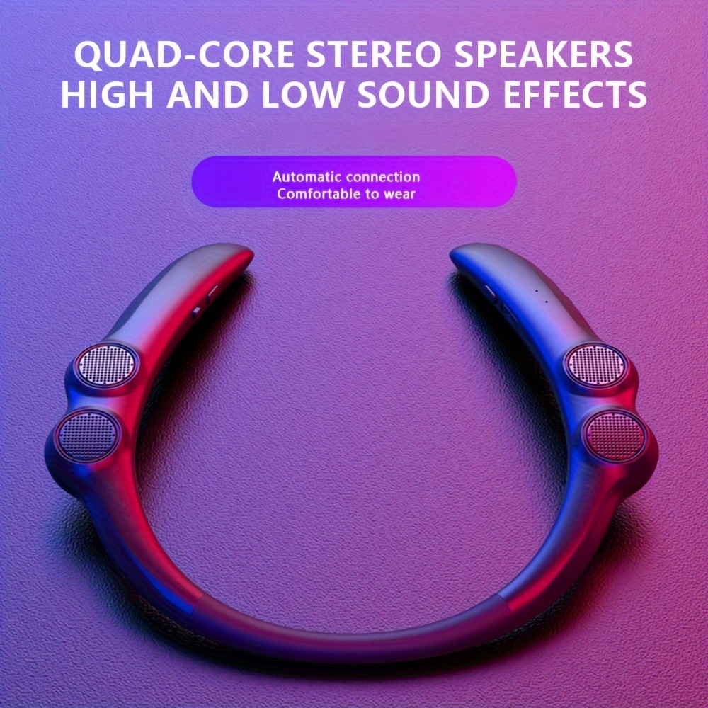 Neck Mount 4 Speakers, Portable Wireless Neck Speaker, Outdoor, Sports Cycling Mini Subwoofer Sound details 8