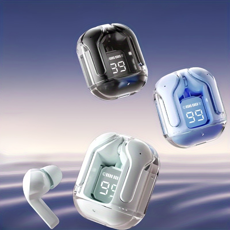 wireless earphones transparent tws silicone in ear sports gaming headphones hifi stereo led birthday christmas boy girlfriend gift details 1