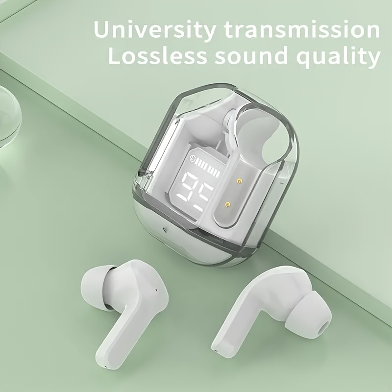 wireless earphones transparent tws silicone in ear sports gaming headphones hifi stereo led birthday christmas boy girlfriend gift details 4