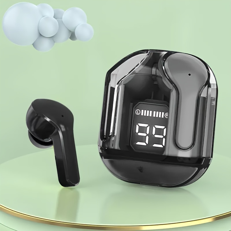 wireless earphones transparent tws silicone in ear sports gaming headphones hifi stereo led birthday christmas boy girlfriend gift details 5