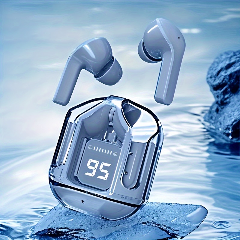 wireless earphones transparent tws silicone in ear sports gaming headphones hifi stereo led birthday christmas boy girlfriend gift details 6