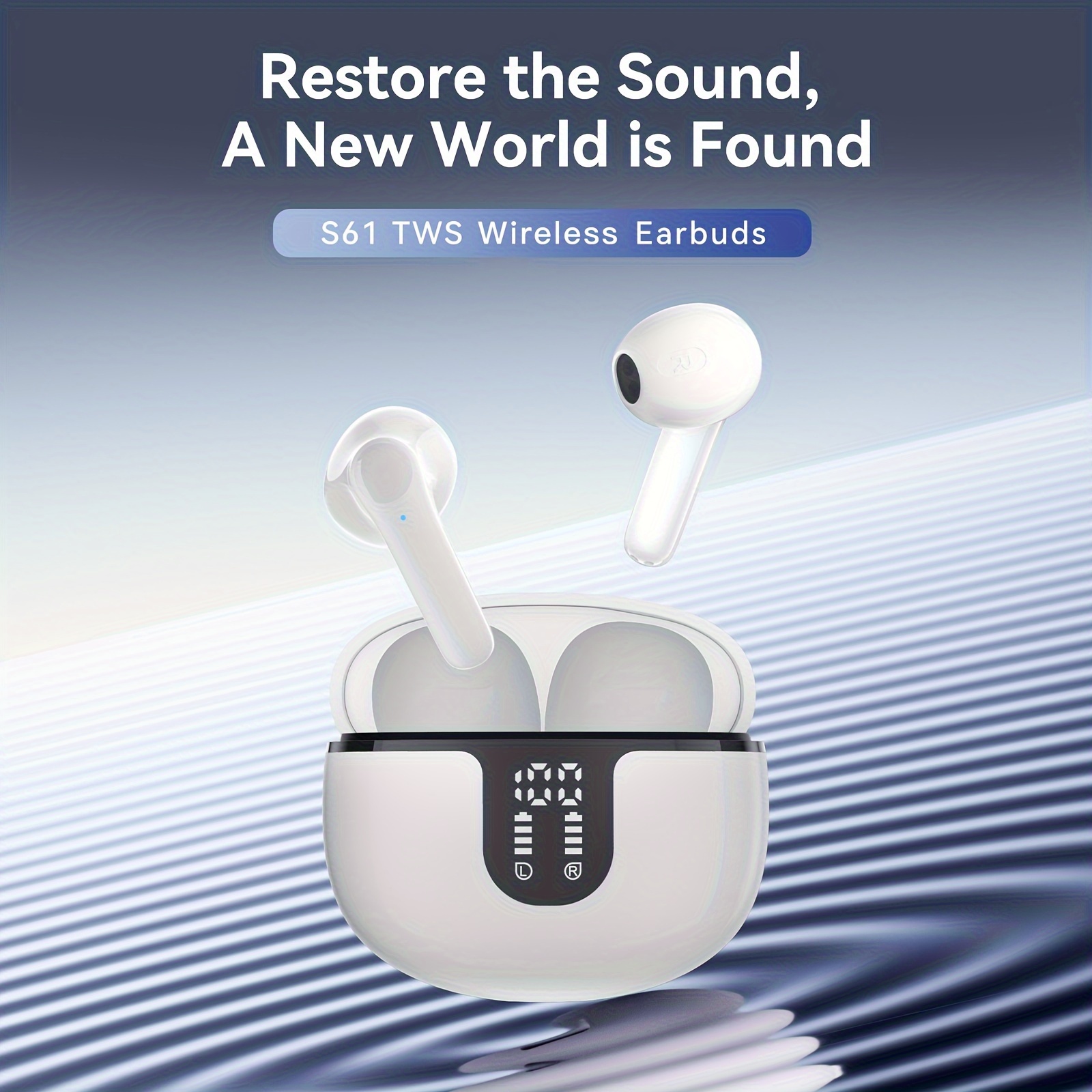 wireless earbuds headphones 40h stereo ear buds display cordless in ear earphones with microphone for ios sports details 0