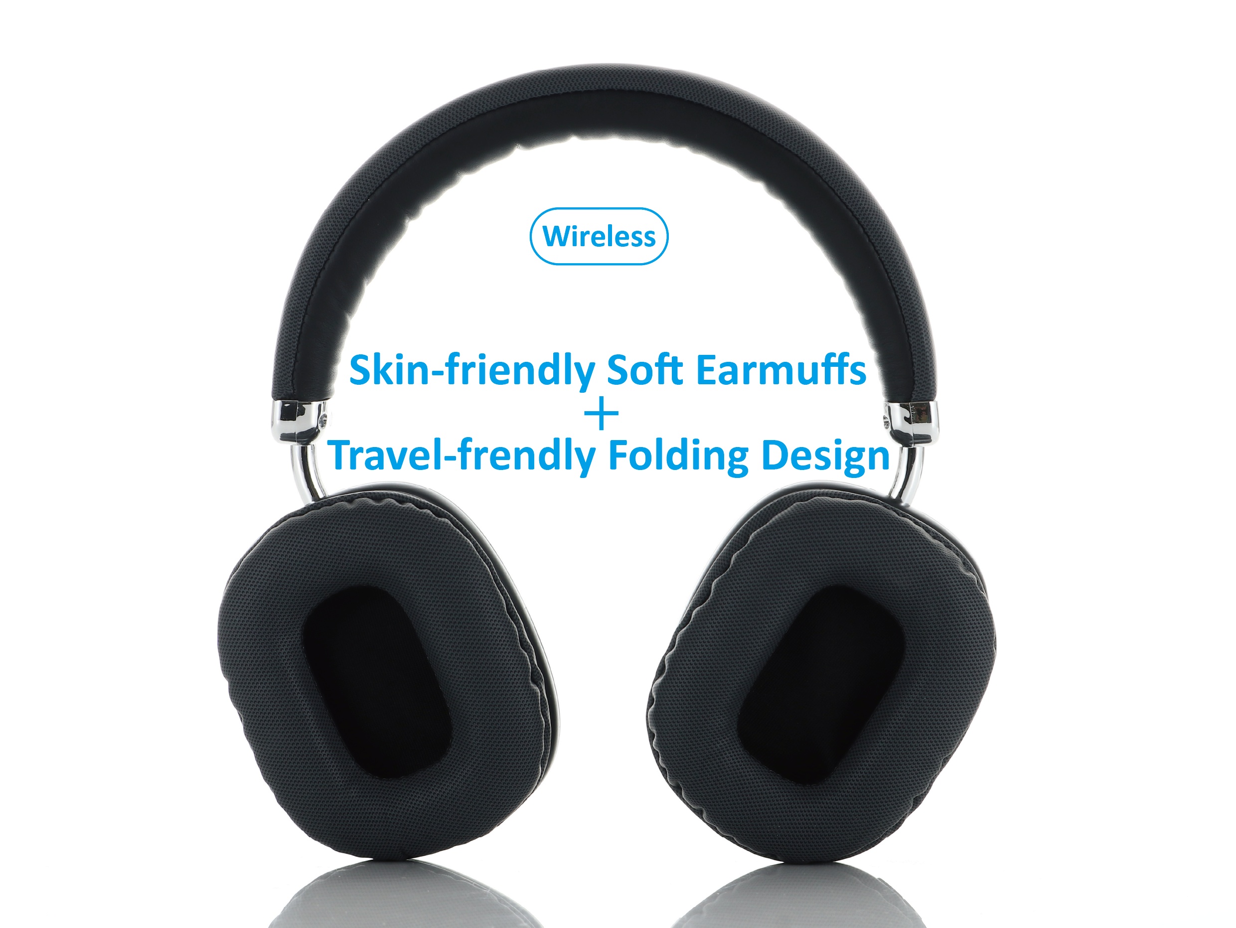 wireless headphones wireless headsets with good lightweight flat folding headphone built in mic compatible with 3 5mm 0 14 cable for travel work laptop pc cellphone gaming headset for ios wireless christmas present details 0