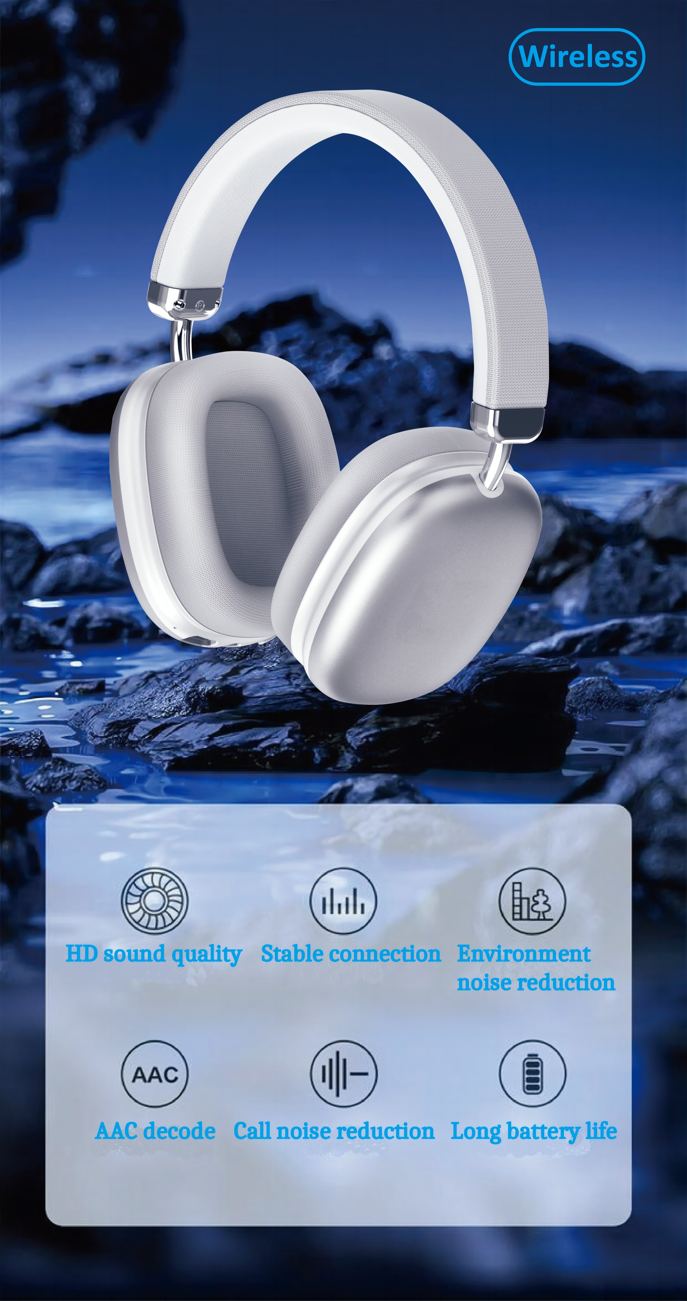 wireless headphones wireless headsets with good lightweight flat folding headphone built in mic compatible with 3 5mm 0 14 cable for travel work laptop pc cellphone gaming headset for ios wireless christmas present details 7