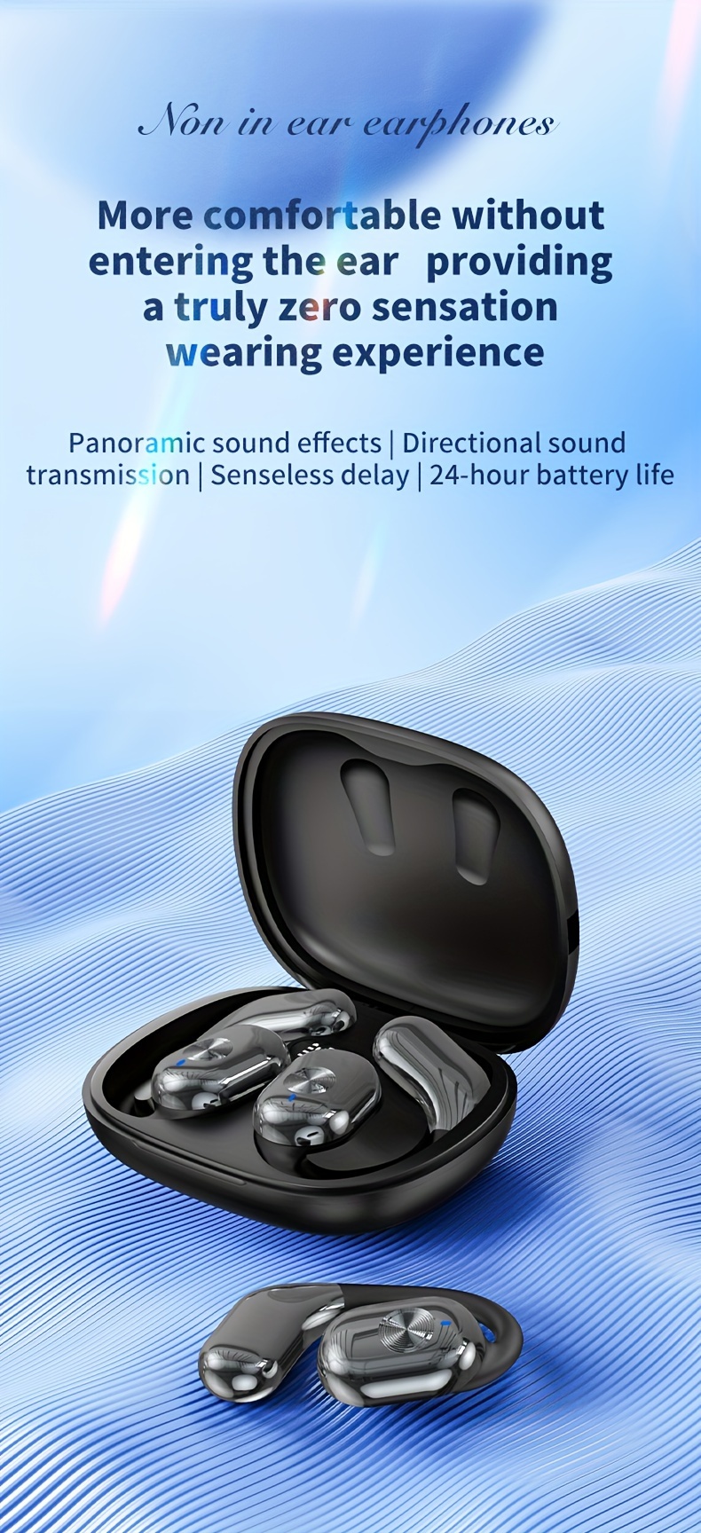 non in ear wireless earphones with extended battery for sports fitness calls details 0