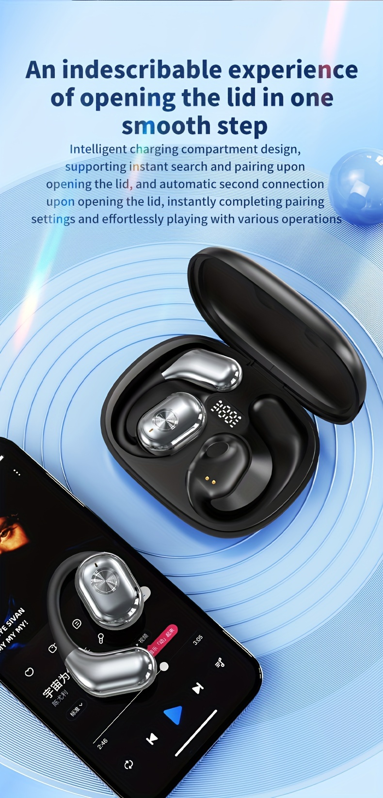 non in ear wireless earphones with extended battery for sports fitness calls details 5