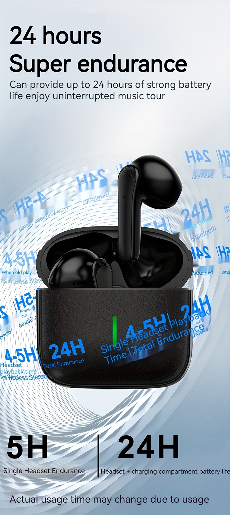 new wireless earphones ultra long waterproof sports game stereo in ear universal earbuds details 4