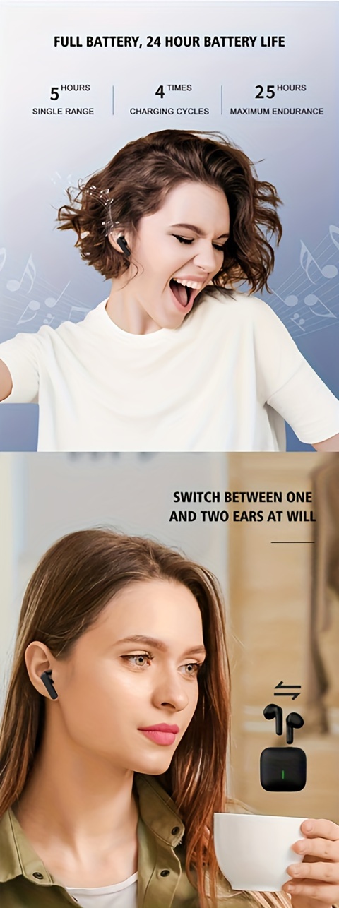 new wireless earphones ultra long waterproof sports game stereo in ear universal earbuds details 5